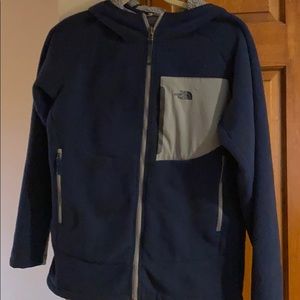 Boys North Face zip down hooded fleece